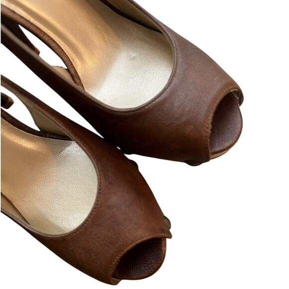 STUART WEITZMAN Leather Open Toe Studded Pump SZ 5 - Picture 4 of 10